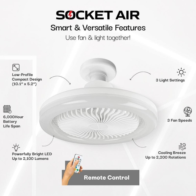 Bell + Howell 10.1 in. LED Color Changing Indoor White Ceiling Fan with Remote - Image 2