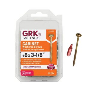 GRK Fasteners #8 x 3-1/8" Star Drive Washer Head Wood Screws 50-Pack