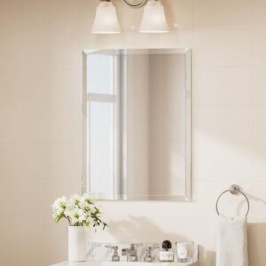 KeonJinn 22" W x 30" H Rectangular Beveled Frameless Bathroom Vanity Mirror