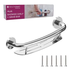HEALTHCRAFT Plus 16in Grab Bar & Shampoo Shelf ADA Polished Chrome