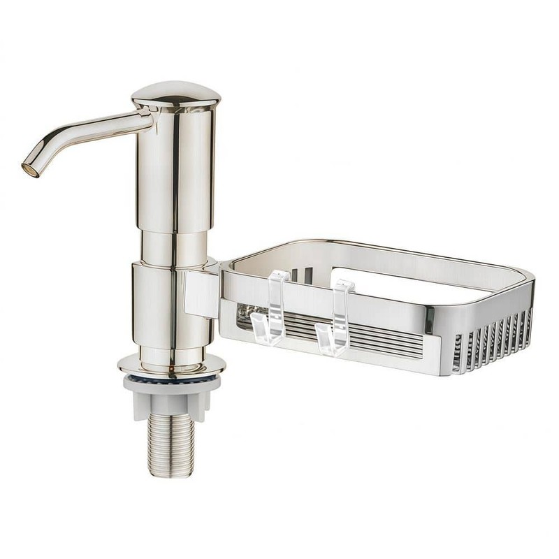 Wudkey Brushed Nickel Soap Dispenser with Sponge Holder, 38 in. Tube Kit