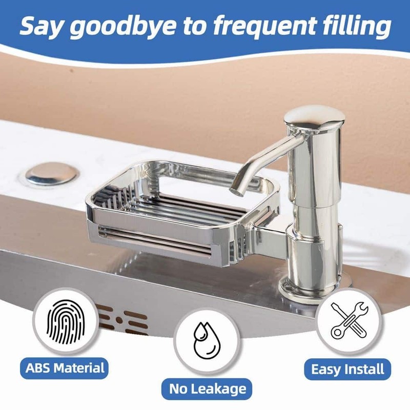 Wudkey Brushed Nickel Soap Dispenser with Sponge Holder, 38 in. Tube Kit - Image 16