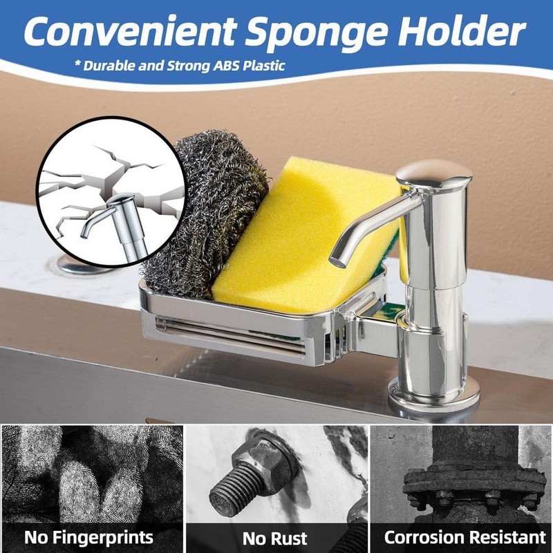 Wudkey Brushed Nickel Soap Dispenser with Sponge Holder, 38 in. Tube Kit - Image 18