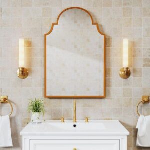 Lirago 19.7" W x 29.9" H Arched Recessed/Surface Mount Medicine Cabinet Gold