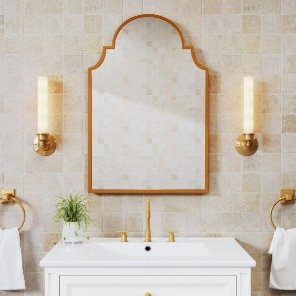 Lirago 19.7" W x 29.9" H Arched Recessed/Surface Mount Medicine Cabinet Gold