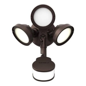 HALO 27W Bronze Motion Sensor Outdoor LED Flood Light, Round Triple Head, 4000K