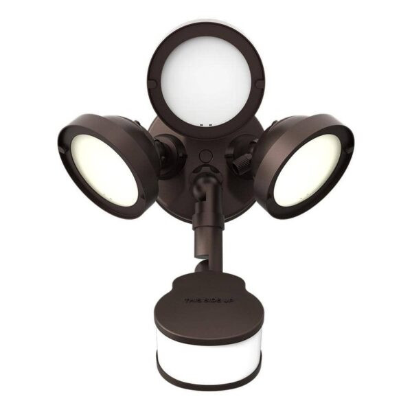 HALO 27W Bronze Motion Sensor Outdoor LED Flood Light, Round Triple Head, 4000K