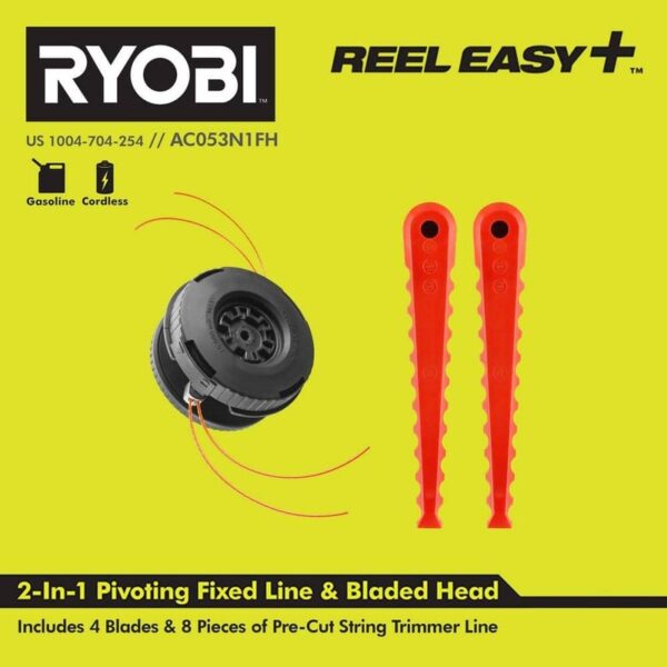 RYOBI REEL EASY+ 2-in-1 Pivoting Fixed Line & Bladed Head for Trimmers