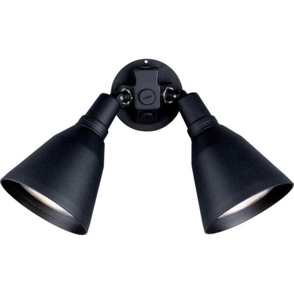 Progress Lighting 2-Light Swivel Black Flood Light Outdoor Wall Light with Cover