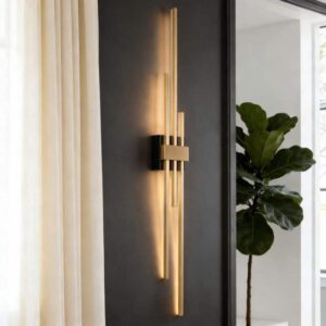 LNC 42.1" H 3-Light Plating Brass Linear LED Wall Sconce Black