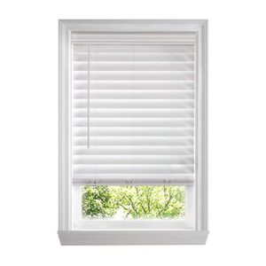Home Decorators White Cordless Premium Faux Wood Blinds 63 in. W x 64 in. L