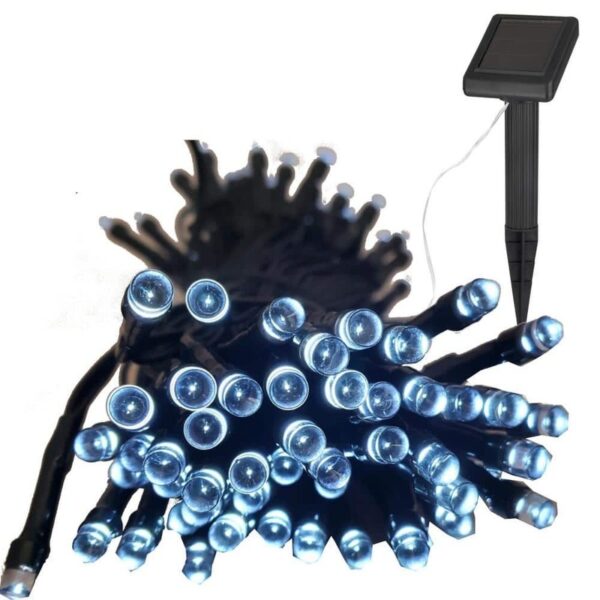 HunnyKome Solar 36 ft. Platinum Cool White Mini Bulb LED String Light