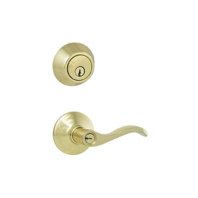 Defiant Naples Polished Brass Combo Pack with Single Cylinder Deadbolt