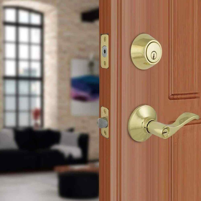 Defiant Naples Polished Brass Combo Pack with Single Cylinder Deadbolt - Image 11