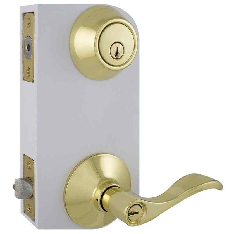 Defiant Naples Polished Brass Combo Pack with Single Cylinder Deadbolt - Image 12