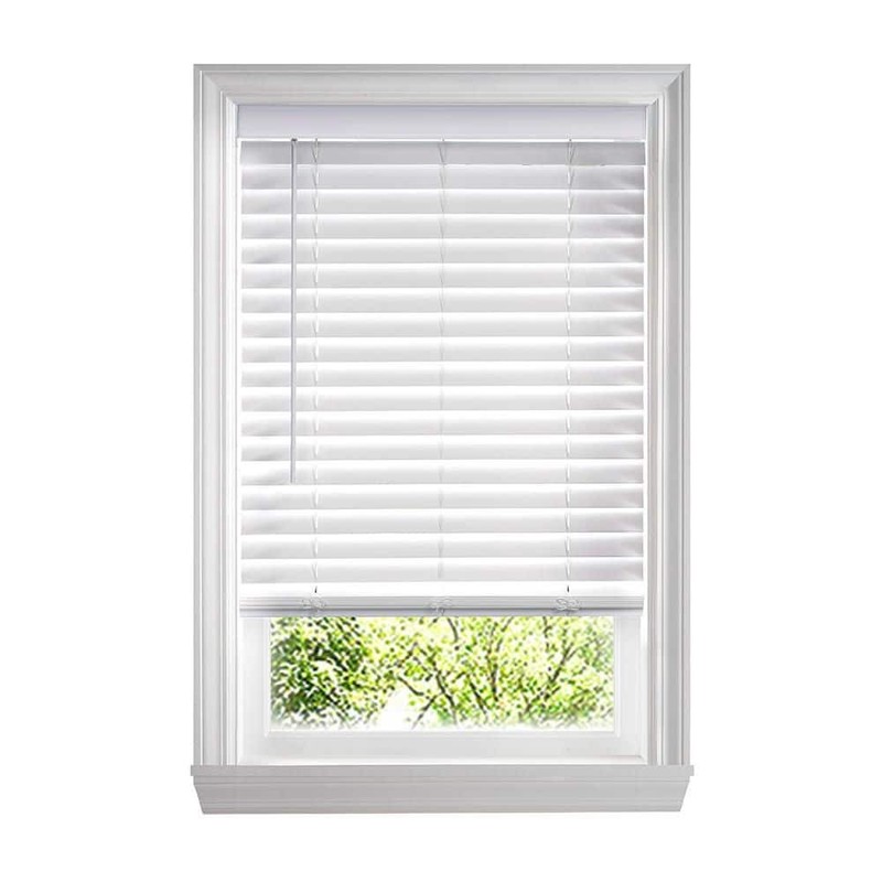 Home Decorators White Cordless Faux Wood Blinds 37 in. W x 48 in. L