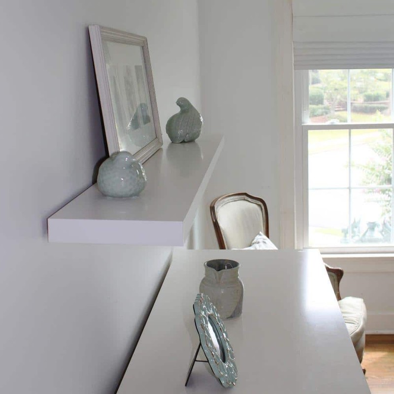 inPlace 47.3 in. W x 10.2 in. D x 2 in. H White MDF Floating Wall Shelf - Image 7