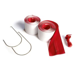 ZipWall HDAZ2 Heavy Duty 3"x84" Adhesive Zippers 2-Pack with Hooks & Cutter, Red
