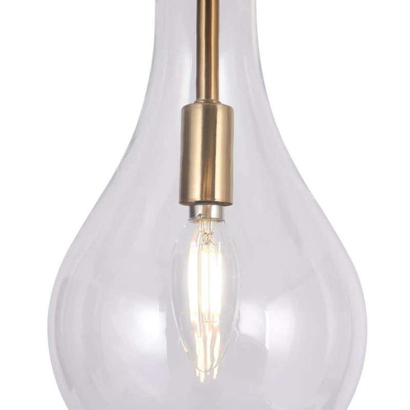 Uolfin Teardrop Pendant Light 1-Light Brass Gold Dome Clear Glass Shade - Image 5