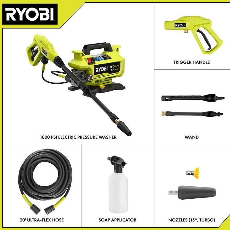 RYOBI 1800 PSI 1.2 GPM Cold Water Corded Electric Pressure Washer - Image 2