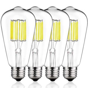 YANSUN 80W ST64 Vintage Edison LED Bulb 4000K Neutral Daylight White 4-Pack