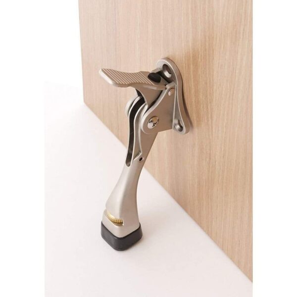 Wudkey 2-Pack Kickdown Door Stop 4 in. Adjustable Height Rubber Tip Satin Nickel