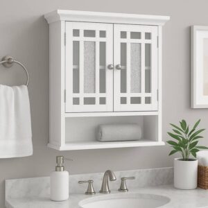 Teamson Home Windsor 22" W x 24" H Bathroom Wall Cabinet Mosaic Glass White