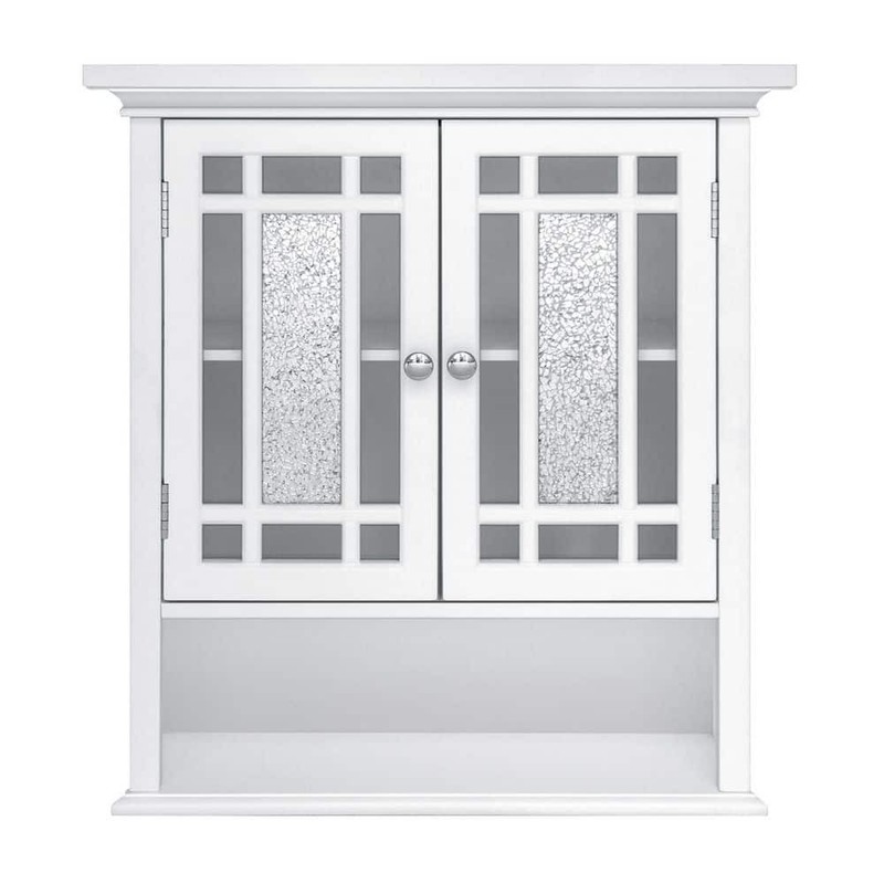 Teamson Home Windsor 22" W x 24" H Bathroom Wall Cabinet Mosaic Glass White - Image 2