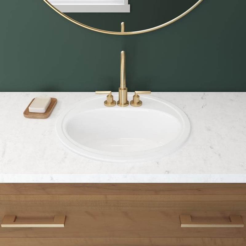 Bootz Industries Laurel Round Drop-In Bathroom Sink in White