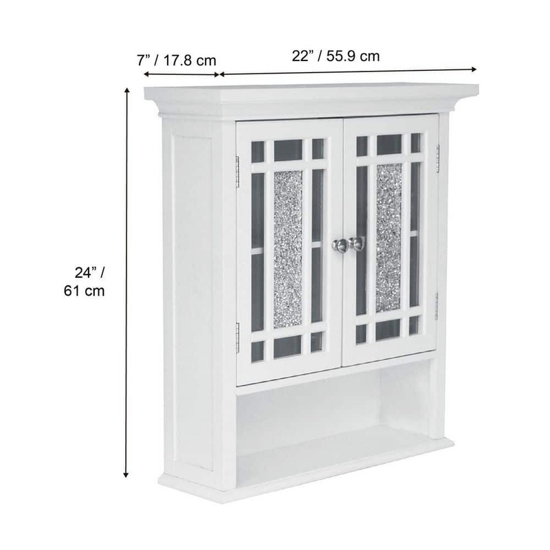 Teamson Home Windsor 22" W x 24" H Bathroom Wall Cabinet Mosaic Glass White - Image 5
