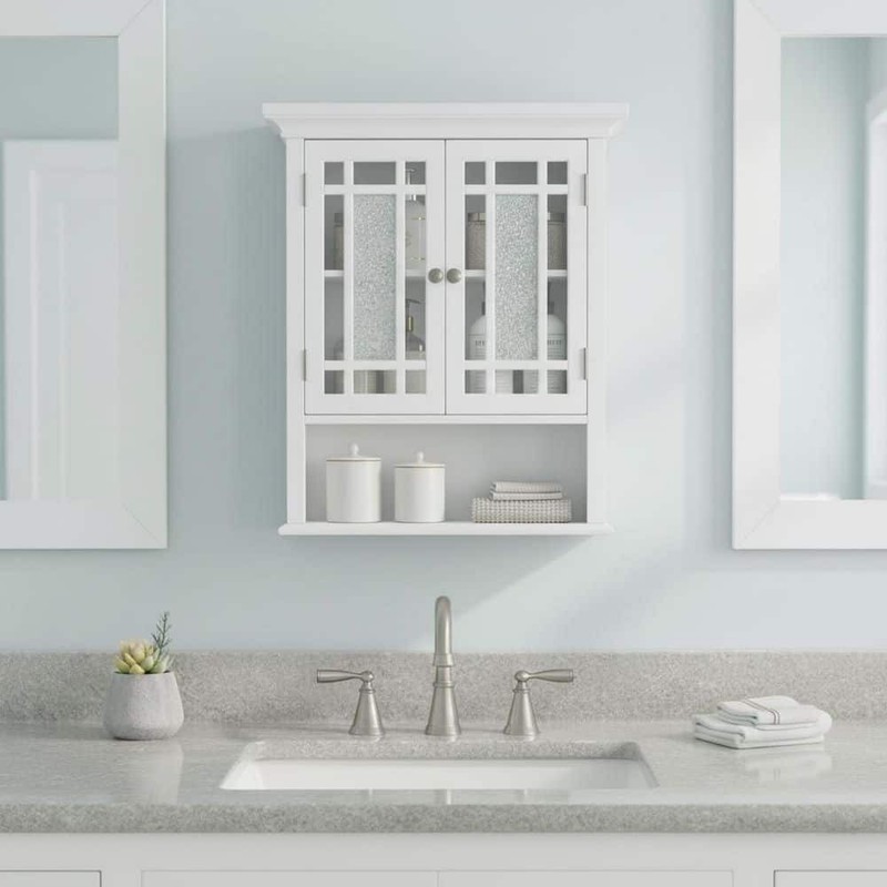 Teamson Home Windsor 22" W x 24" H Bathroom Wall Cabinet Mosaic Glass White - Image 6