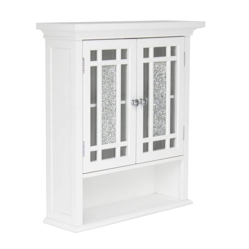 Teamson Home Windsor 22" W x 24" H Bathroom Wall Cabinet Mosaic Glass White - Image 7