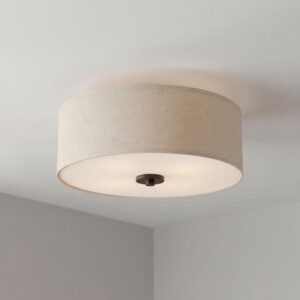 Progress Lighting 13 in. 2-Light Antique Bronze Ceiling Drum Flush Mount