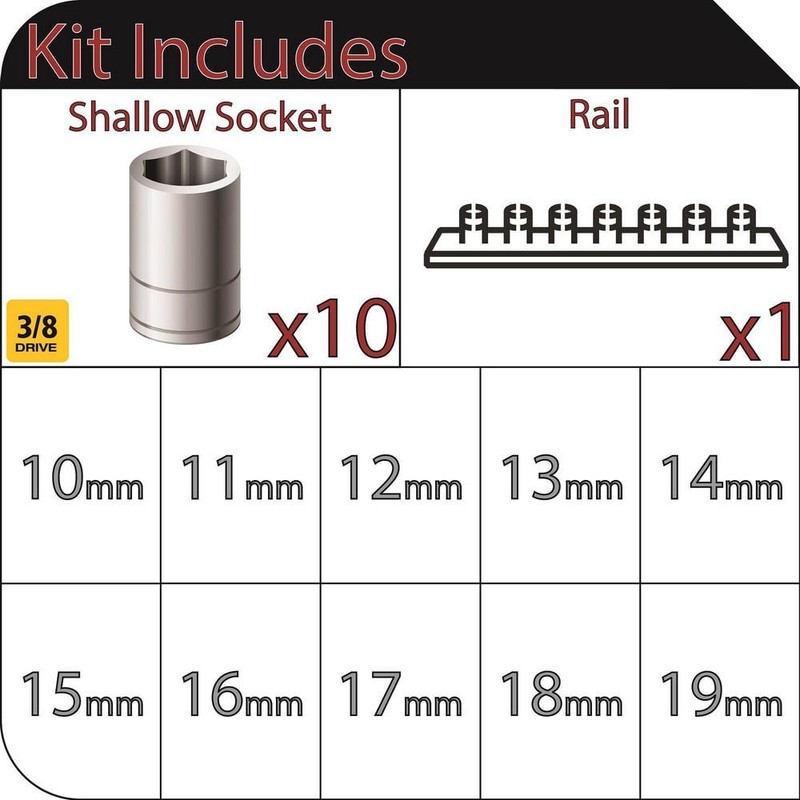 Husky 3/8 in. Drive Standard Metric Socket Set (10-Piece) - Image 2