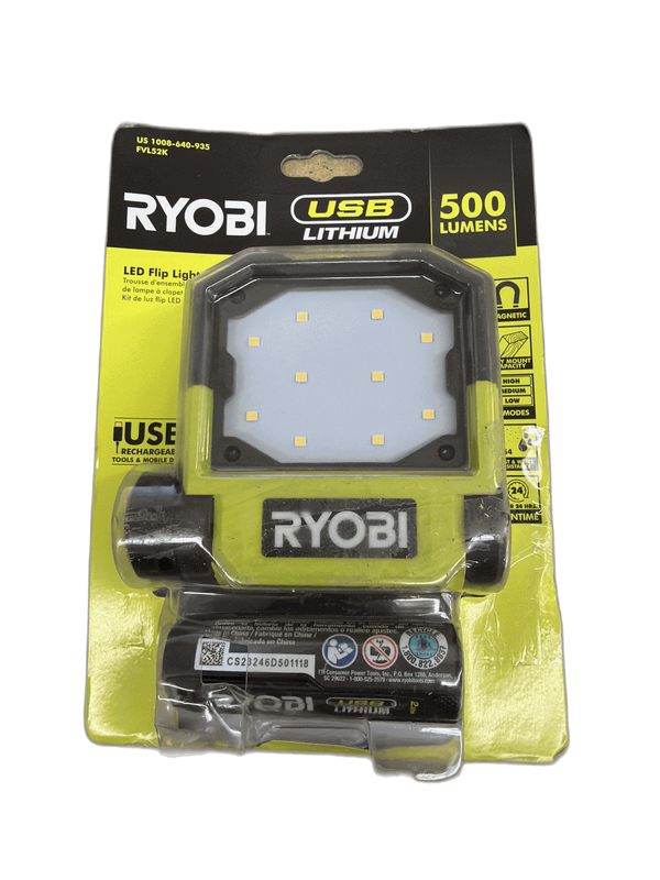 RYOBI USB Lithium Pivoting LED Flip Light 3 Mode Kit 2.0 Ah Battery - Image 16