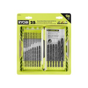 RYOBI Black Oxide Round Shank Twist Drill Bit Set (25-Piece)