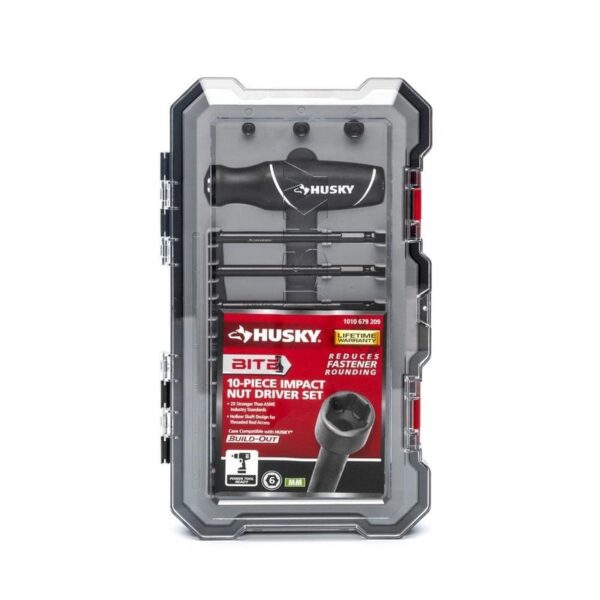 Husky BITE Metric Impact Ready Nut Driver Set with Cushion-Grip Handle(10-Piece)