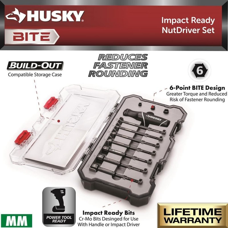 Husky BITE Metric Impact Ready Nut Driver Set with Cushion-Grip Handle(10-Piece) - Image 3