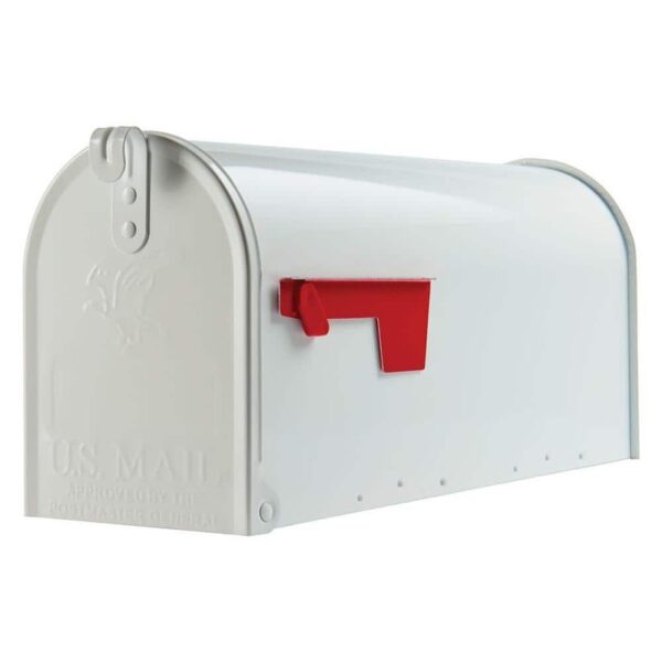Architectural Mailboxes Elite White, Medium, Steel, Post Mount Mailbox