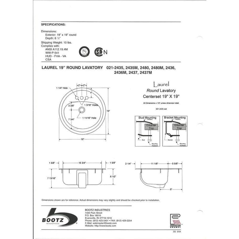 Bootz Industries Laurel Round Drop-In Bathroom Sink in White - Image 216