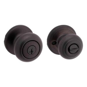 Kwikset Cove Venetian Bronze Keyed Entry Door Knob featuring SmartKey Security