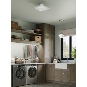 Hampton Bay 12 in. 2-Light White Flush Mount with Square White Glass