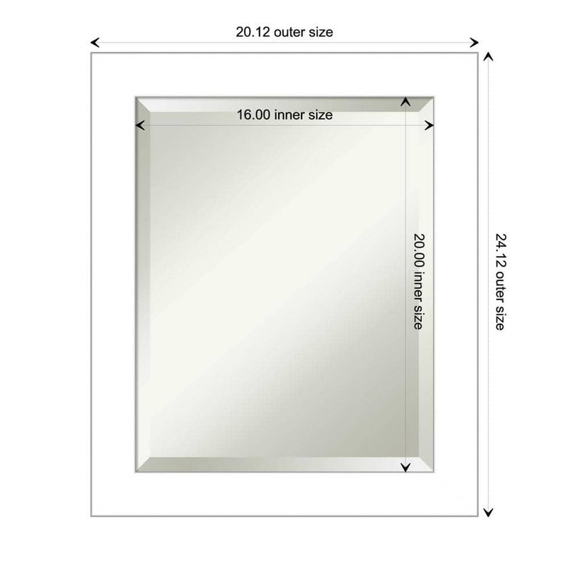 Amanti Art Wedge White 20 in. H x 24 in. W Framed Wall Mirror - Image 152