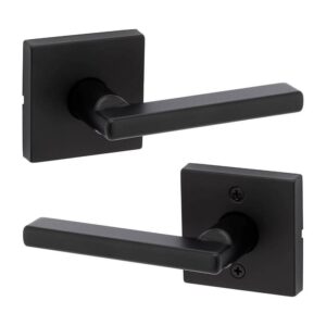 Kwikset Halifax Square Matte Black Hall/Closet Passage Door Handle