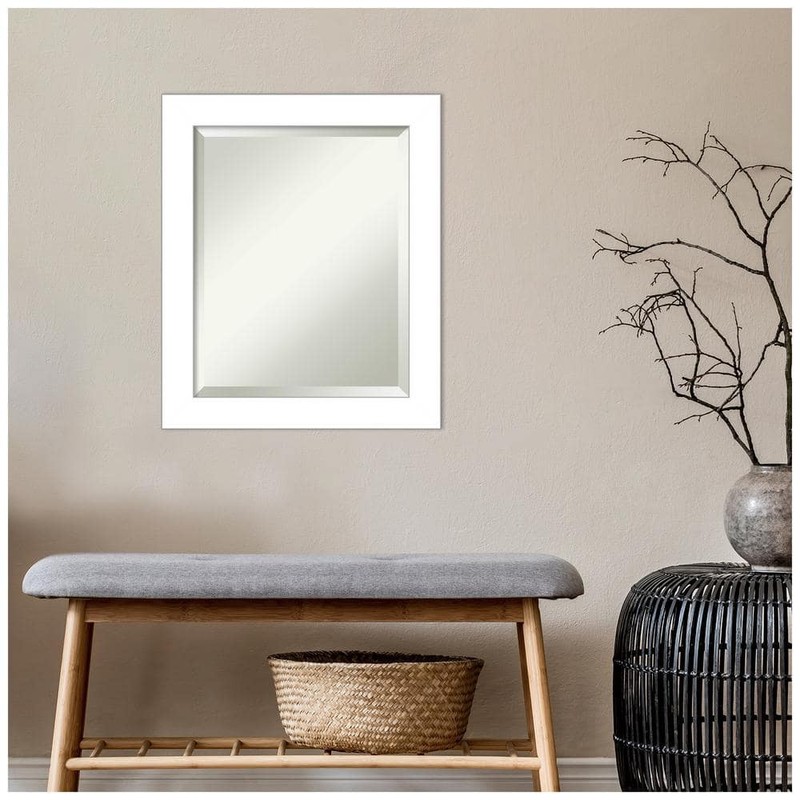 Amanti Art Wedge White 20 in. H x 24 in. W Framed Wall Mirror - Image 153