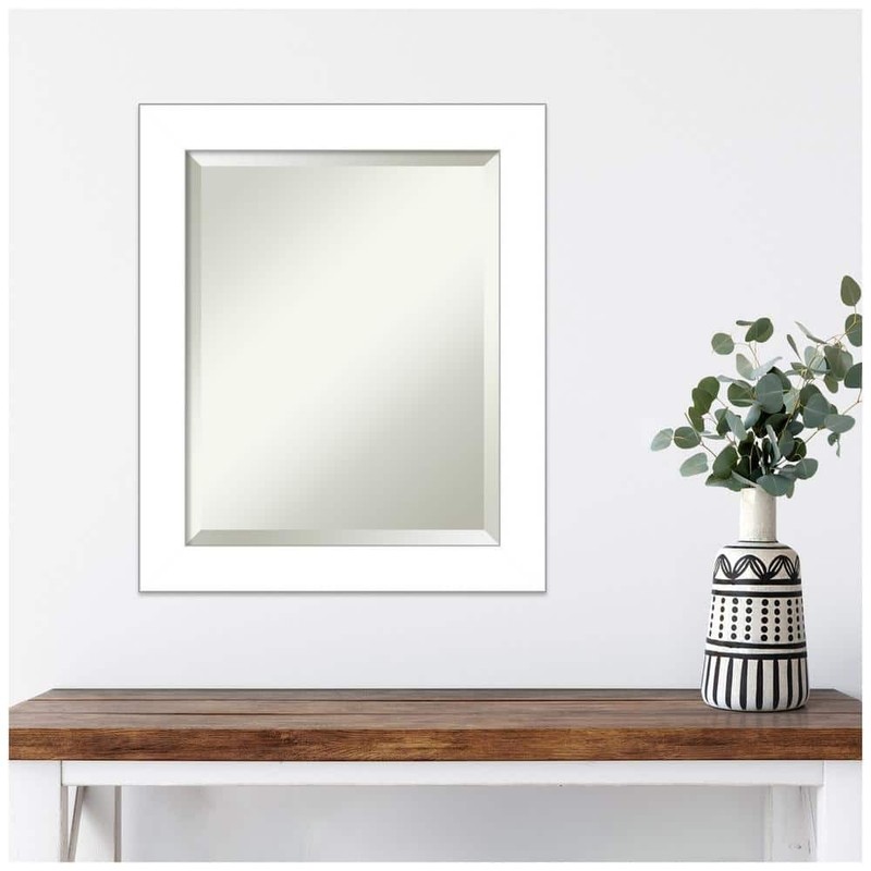 Amanti Art Wedge White 20 in. H x 24 in. W Framed Wall Mirror - Image 154