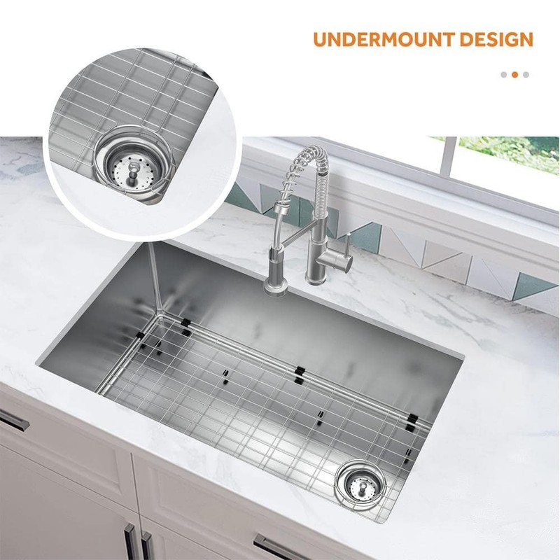 Glacier Bay 31" Undermount Single Bowl 18 Gauge Stainless Steel Kitchen Sink - Image 76