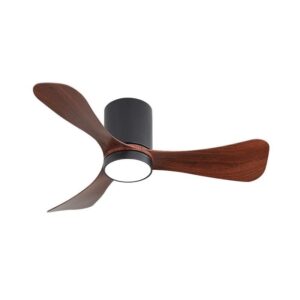 MLiAN 42 in. Flush Mount Ceiling Fan with LED Remote, Black