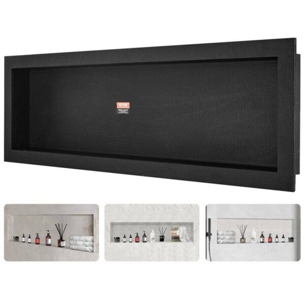 VEVOR Shower Niche 50" W x 16" H x 3.5" D Single Shelf Organizer Black
