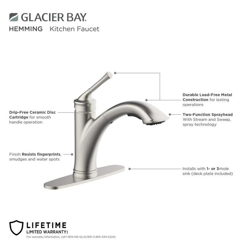 Glacier Bay Hemming Single-Handle Pull-Out Kitchen Faucet Stainless Steel - Image 3